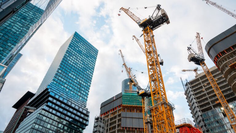 Construction works in Frankfurt downtown, Germany